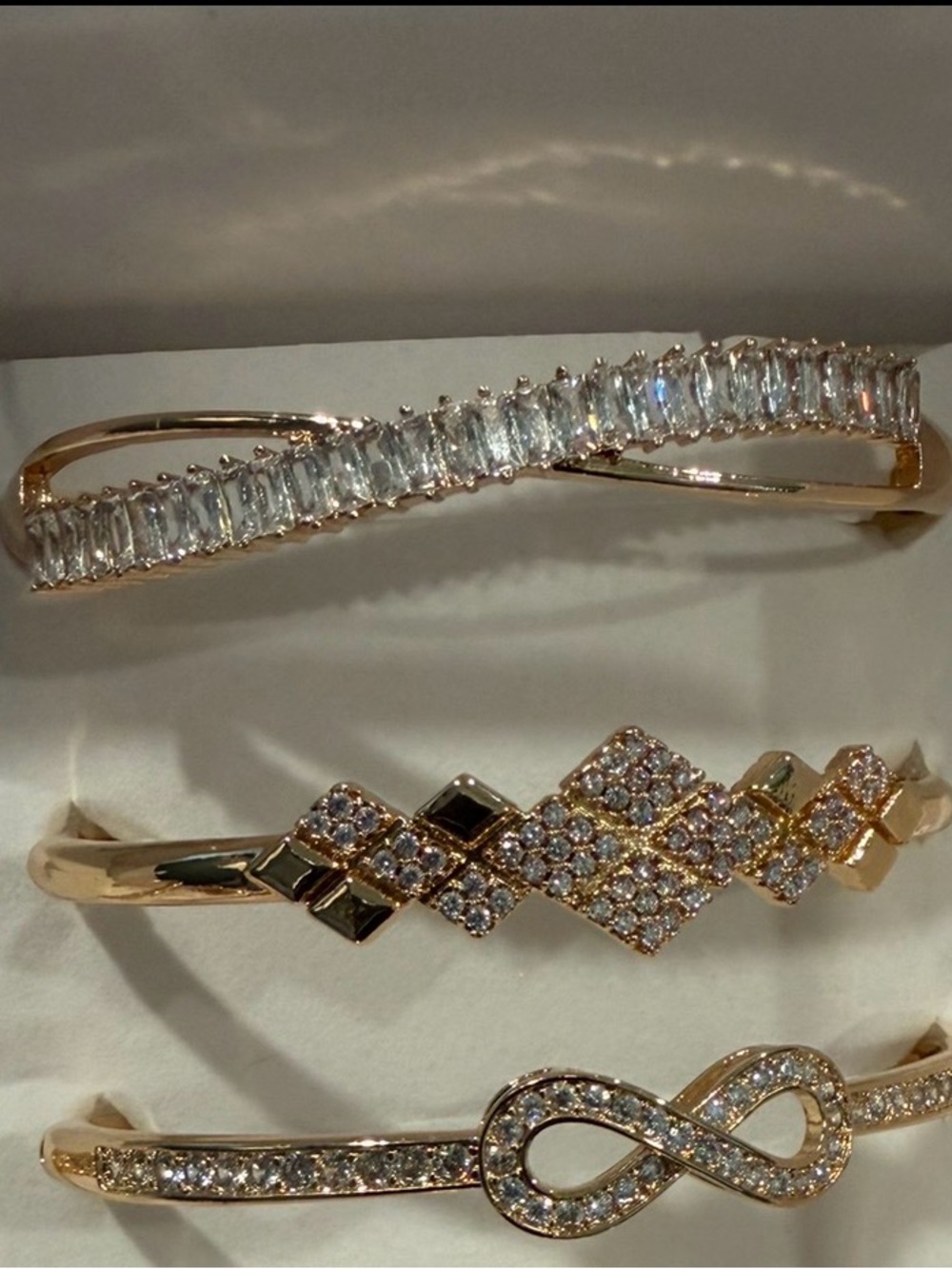 Gold-Tone Crystal Infinity and Bangle Bracelet Set